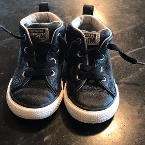 Size 6C Boys Faux Leather Converse High Tops